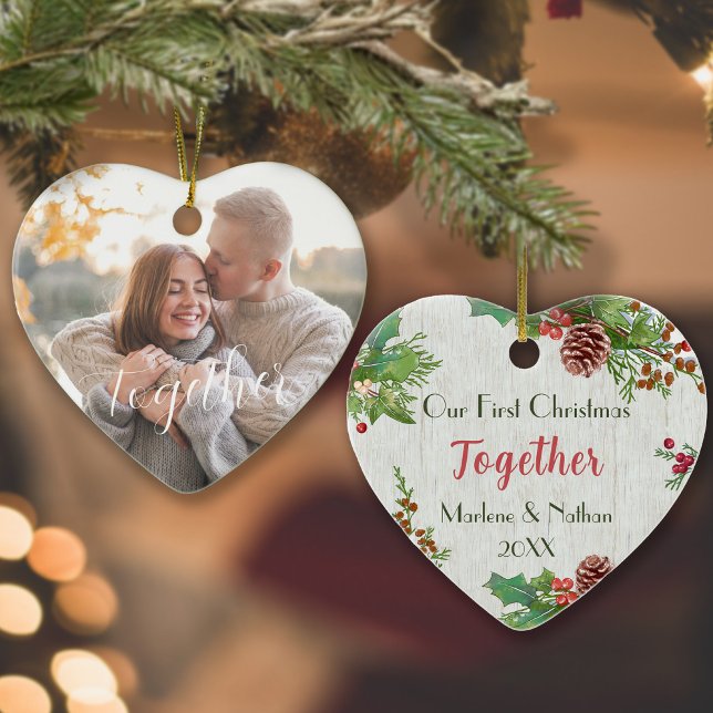 Rustikales Holly Pine Zusammen zweiseitiges Foto Keramik Ornament (Von Creator hochgeladen)