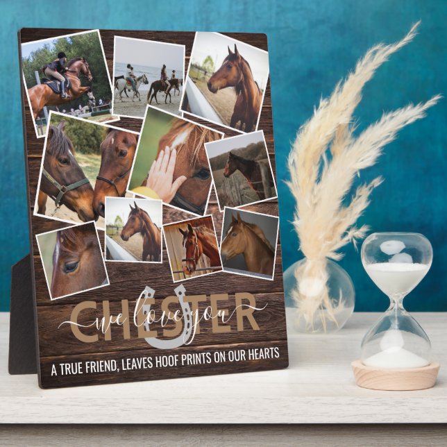 Rustikales Holz-10-Foto-PferdeGedenkmal Fotoplatte (Seite)