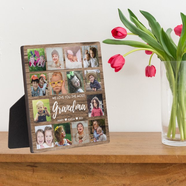 Rustikales Holz 14 FotoCollage Wir Liebe Sie Oma Fotoplatte (Von Creator hochgeladen)