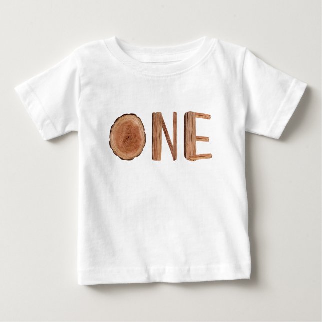 Rustikales Holz 1. Geburtstag 1 Baby T-shirt (Vorderseite)