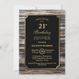 Rustikales Holz 21. Geburtstag Abendessen Party Einladung