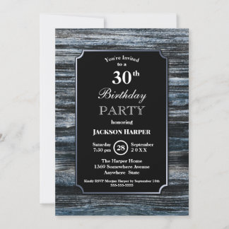 Rustikales Holz 30. Geburtstag Party Einladung
