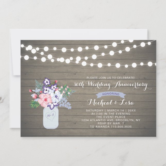 Rustikales Holz 30. Hochzeitstag Einladung (Vorderseite)