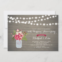 Rustikales Holz 40. Hochzeitstag Einladung