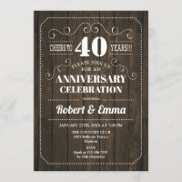 Rustikales Holz 40-jähriges Party zum Hochzeitstag