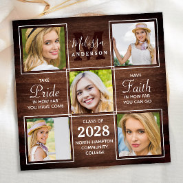 Rustikales Holz 5 Foto Collage Abschluss Ankündigung