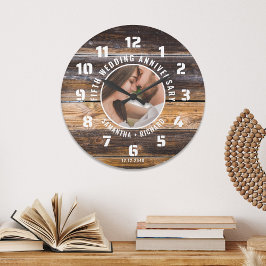 Rustikales Holz 5. Hochzeitstag Foto Große Wanduhr