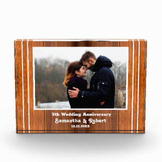 Rustikales Holz 5. Hochzeitstag Fotoblock
