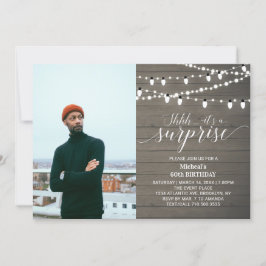 Rustikales Holz 60. Foto Erwachsene Geburtstagspar Einladung