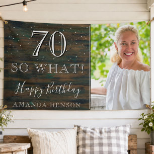 Rustikales Holz 70, also das 70. Geburtstags-Foto Banner