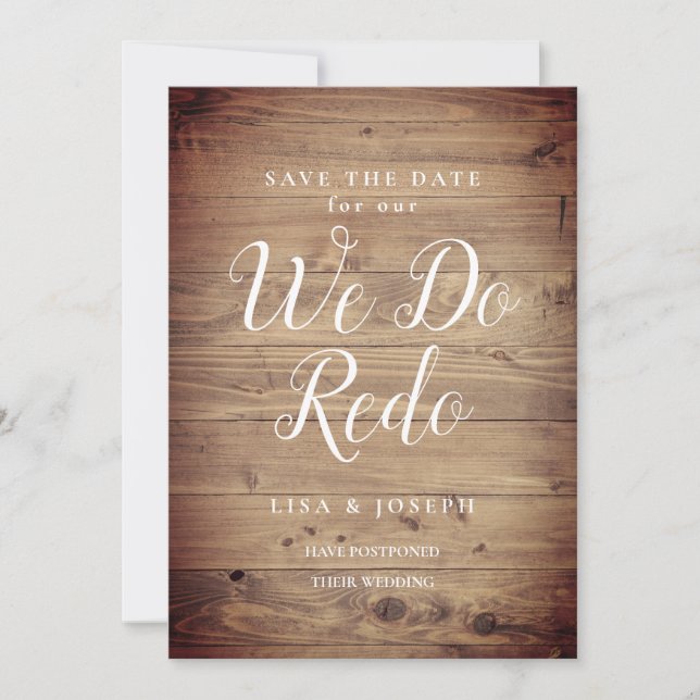 Rustikales Holz ändert das Datum, an dem Skript ve Save The Date (Vorderseite)