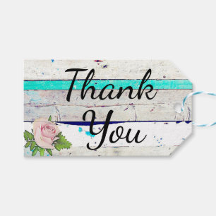 Rustikales Holz Aquamarin, Weiß und Rosa Rose Viel Geschenkanhänger