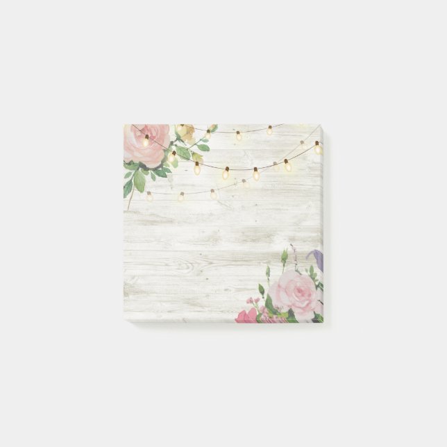 Rustikales Holz-Aquarelllicht Post-it Klebezettel (Vorderseite)