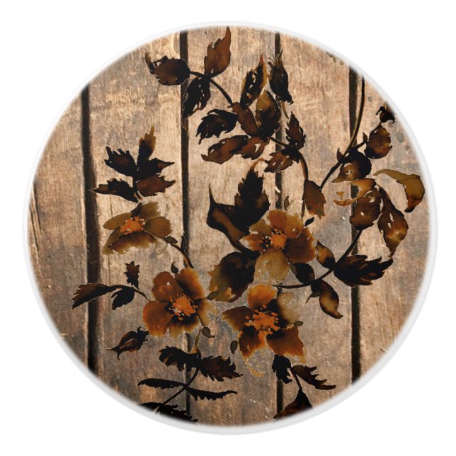 Rustikales Holz aus Rose Keramikknauf (Vorderseite)