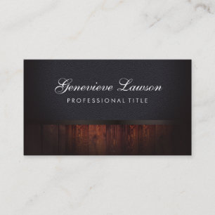 Rustikales Holz aus schwarzem Leder und eleganter  Visitenkarte