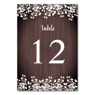 Rustikales Holz Babys Breath Gypsophila Wedding Tischnummer