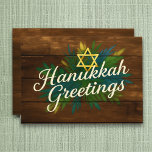 Rustikales Holz bemalt Hanukkah Grüße Feiertagskarte<br><div class="desc">Rustikales Holz bemalt Hanukkah Grüße gedruckt und ausgeliefert von Zazzle oder ihren Partnern.</div>