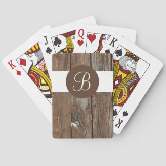Rustikales Holz, benutzerdefinierte Monogramm-Spie Spielkarten