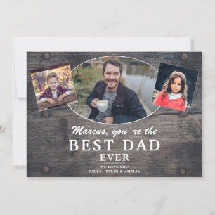 Rustikales Holz Best Dad Ever Foto Vater-Tag Feiertagskarte