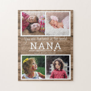 Rustikales Holz Best Nana 4 Foto Collage Puzzle