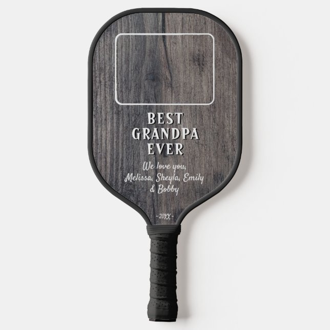 Rustikales Holz Bester Großvater je Großkinder Fot Pickleball Schläger (Rückseite)
