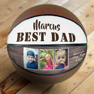 Rustikales Holz Bester Vater 3 FotoCollage Vaterta Basketball