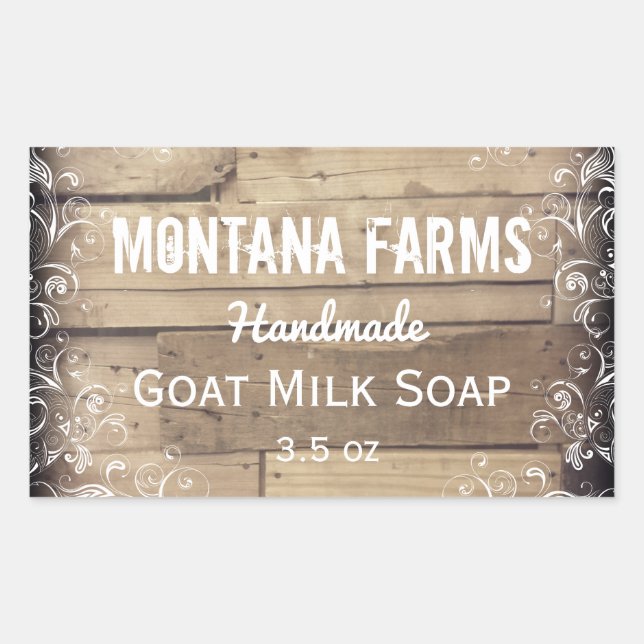 Rustikales Holz Blühend Etikett Rechteckiger Aufkleber (Vorderseite)