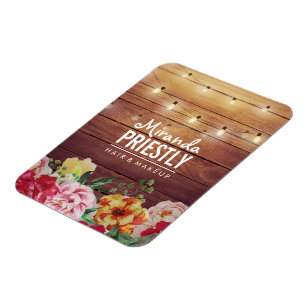 Rustikales Holz Blumengesteck Lichter Makeup Salon Magnet