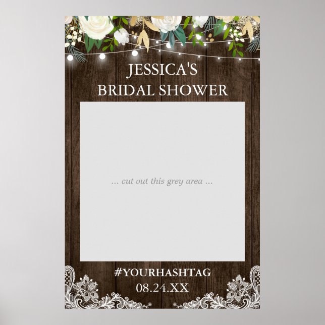 Rustikales Holz Blumenleuchten Brautparty Foto Pro Poster (Vorne)