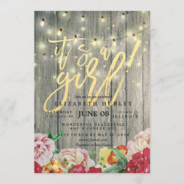 Rustikales Holz Blumenmuster Schnürsenkel Kinderdu Einladung