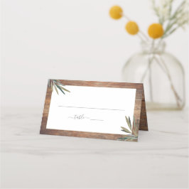 Rustikales Holz Botanische Wasserfarbenkraut Platzkarte