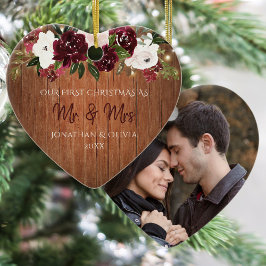 Rustikales Holz Burgund Blumengeflecht Neu gezogen Keramik Ornament