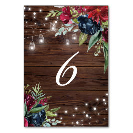 Rustikales Holz Burgund Blumenleuchten Holz 6 Tischnummer