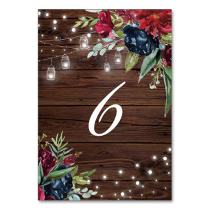 Rustikales Holz Burgund Blumenleuchten Holz 6 Tischnummer