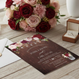 Rustikales Holz Burgund Rosa Rose Budget Jar Flyer