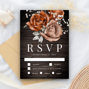 Rustikales Holz Burnt Orange Rose Terracotta Weddi RSVP Karte