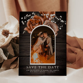 Rustikales Holz Burnt Orange Rose Terracotta Weddi Save The Date