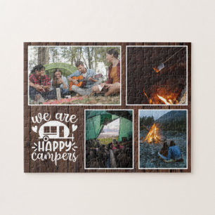 Rustikales Holz Camping 4 Foto Collage Keepake Puzzle