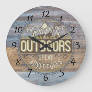 Rustikales Holz Camping Wohngestaltung Wall Clock Große Wanduhr