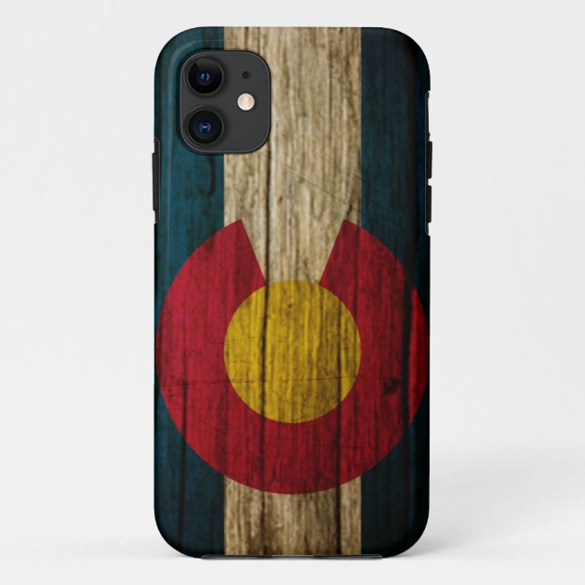 Rustikales Holz Colorado-Flagge Case-Mate iPhone Hülle (Rückseite)