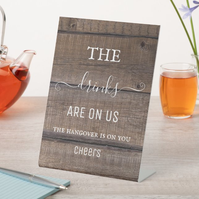 Rustikales Holz Country Hangover Drinks Open Bar S Sockelschild (In Situ)