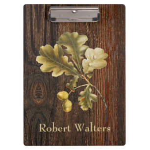 Rustikales Holz, Eichenholz, Acorne, Name Klemmbrett