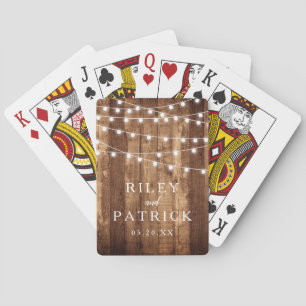 Rustikales Holz & Fairy Lights Gefallen für Hochze Spielkarten