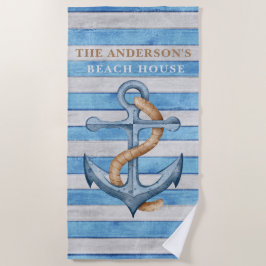 Rustikales Holz Family Beach House Schöne Streifen Strandtuch