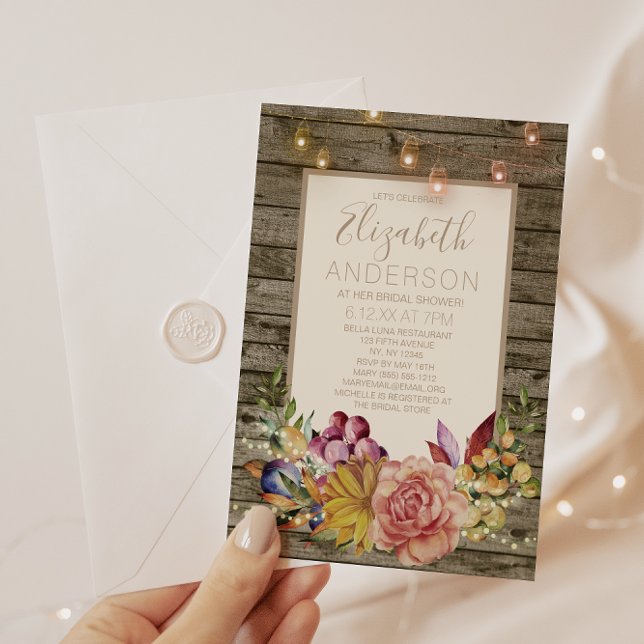 Rustikales Holz Floral Mason Jar BRAUTPARTY Einladung (Von Creator hochgeladen)