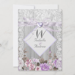 Rustikales Holz florale Wedding Lavender Lace Einladung