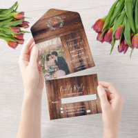Rustikales Holz Foto Aquarell Blätter Hochzeit