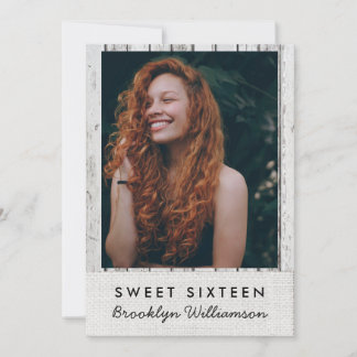 Rustikales Holz Foto Sweet 16 Geburtstag Einladung