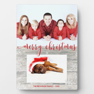 Rustikales Holz Frohe Weihnachten - Fotoplakette Fotoplatte