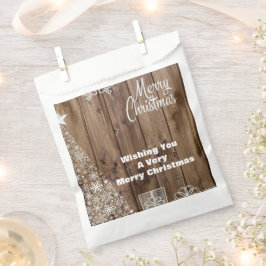 Rustikales Holz Frohe Weihnachtsschneeflocke Custo Geschenktütchen